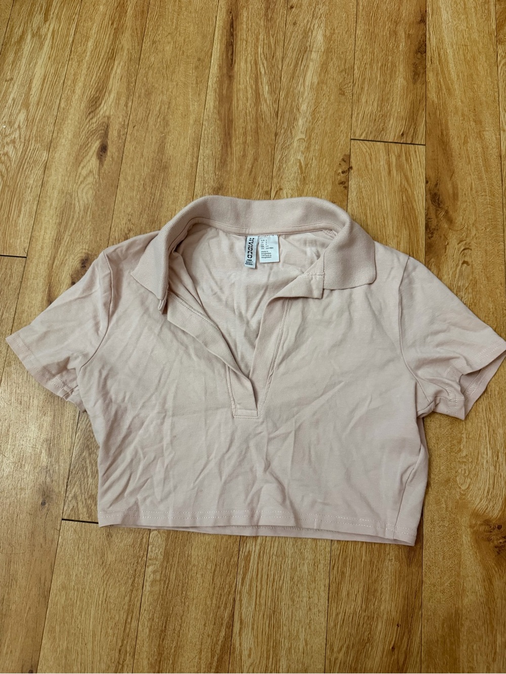 H&M Pale Pink Cropped Polo Top